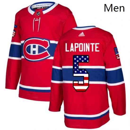 Mens Adidas Montreal Canadiens 5 Guy Lapointe Authentic Red USA Flag Fashion NHL Jersey